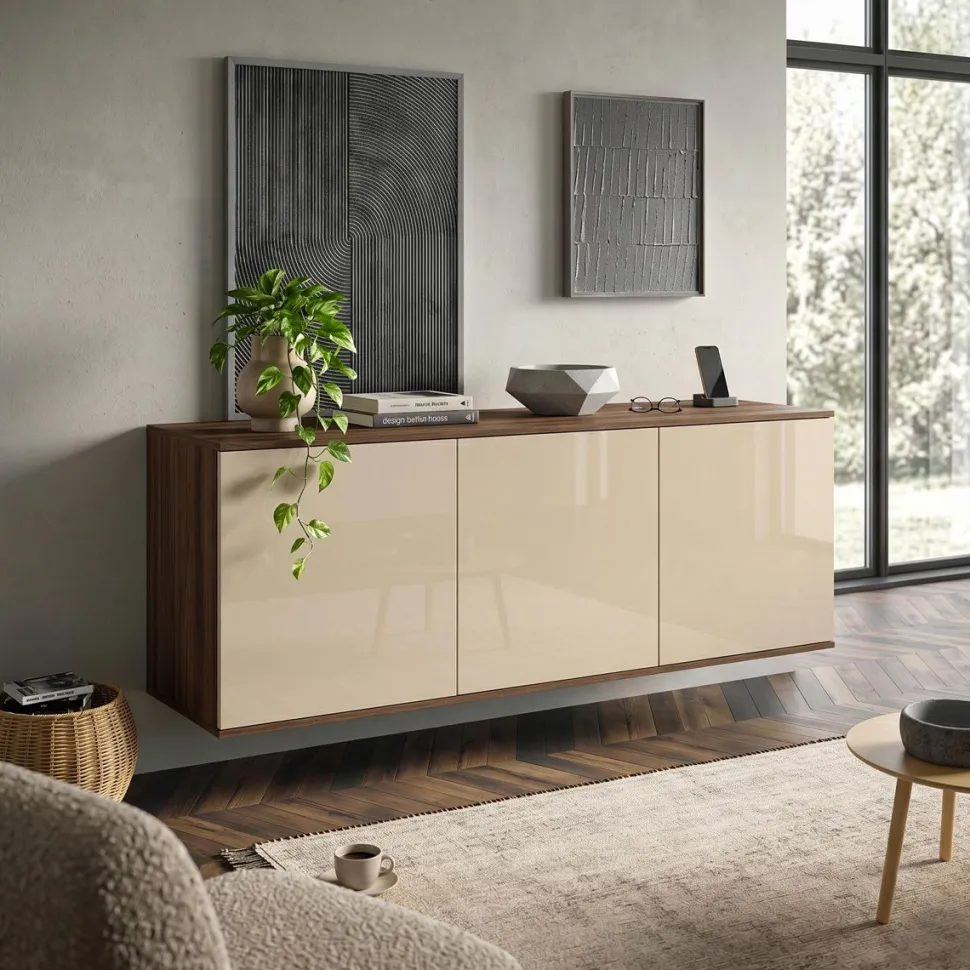 Madia Sospesa Moderna Nuvo - Linea Alba (Colori e Ante in Vetro Personalizzabili)