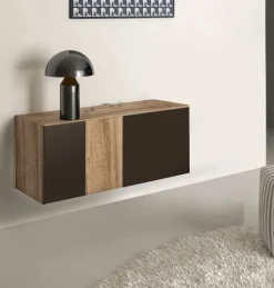 Madia sospesa rovere e alluminio lacccato Ilenia a 2 ante linea Contact