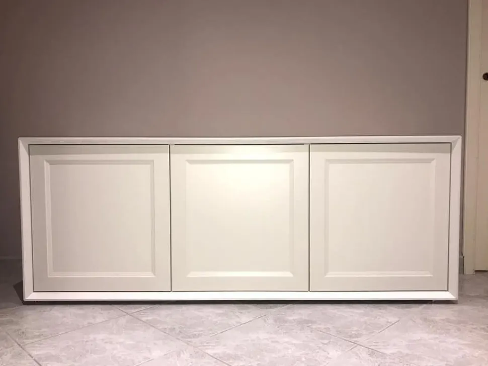Madia Verde Garda e Bianco Opaco 3 ante senza maniglia linea Tilt CLASSIC