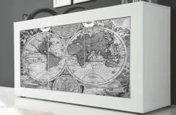 Madia Vintage Map 2 Linea Fancy finitura Bianco lucido con Serigrafia