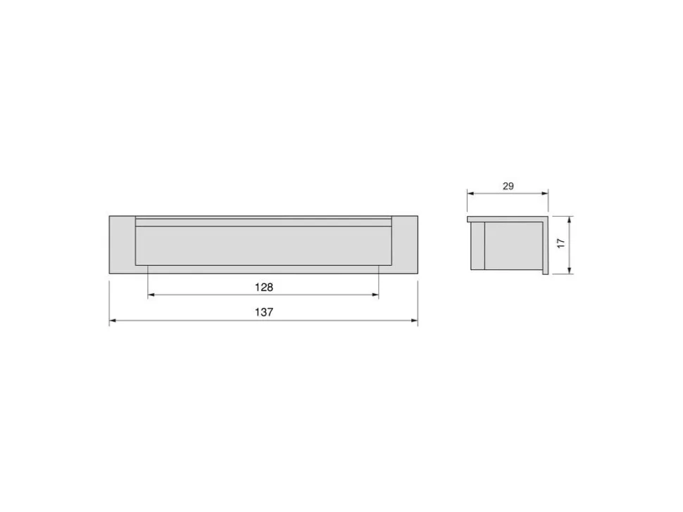 Maniglia a incasso per mobili Modena L137mm interasse 128mm