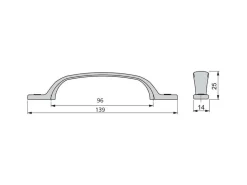 Maniglia per mobili in zama Nairobi L 139 mm interasse 96 mm