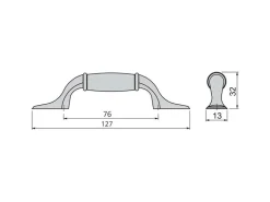 Maniglia per mobili in zama Papua L127mm interasse 76mm