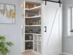 Maniglia per porte scorrevoli in legno sospese Pasadena in Acciaio texture Nera