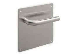 Maniglie con piastre 17x17 cm per porte interne forma a L in Acciaio Inox