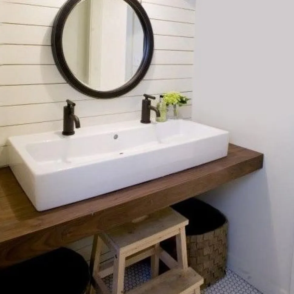 Mensola bagno in legno massello 150 x 45 cm