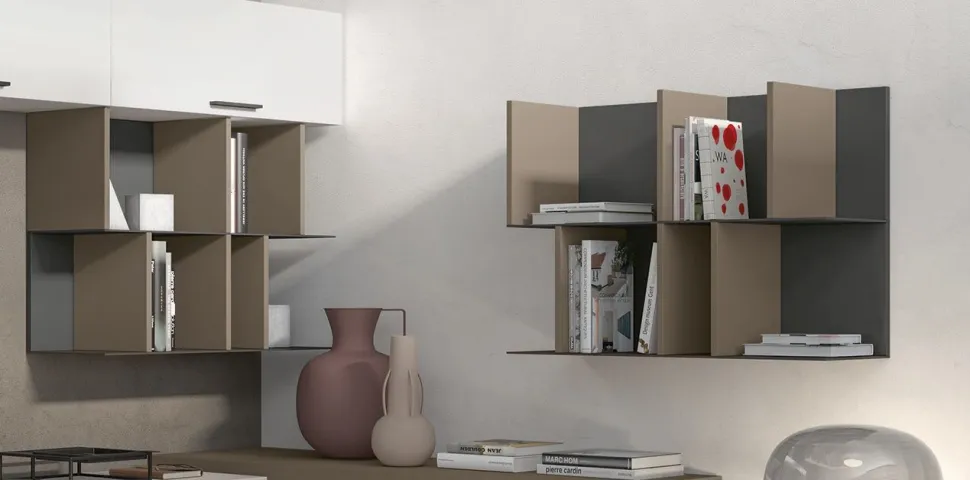 Mensola in Lamiera con schienale e divisori colorati disponibile in 4 misure