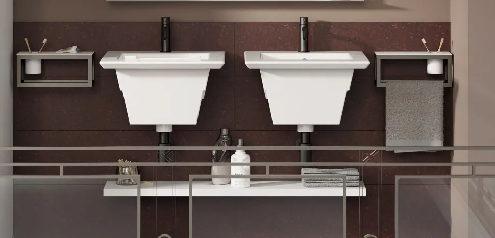 Mensola multifunzione in alluminio scatolato 20x20 mm con ripiano in ocritech disponibile 3 colori
