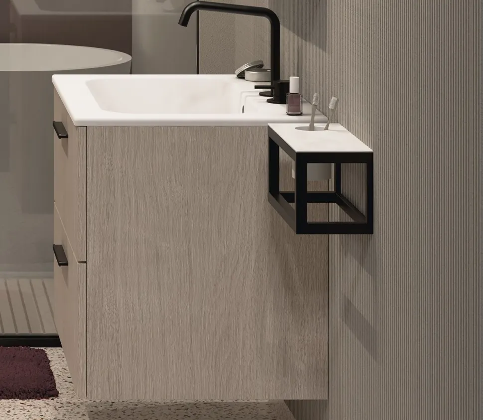 Mensola multifunzione in alluminio scatolato 20x20 mm con ripiano in ocritech disponibile 3 colori