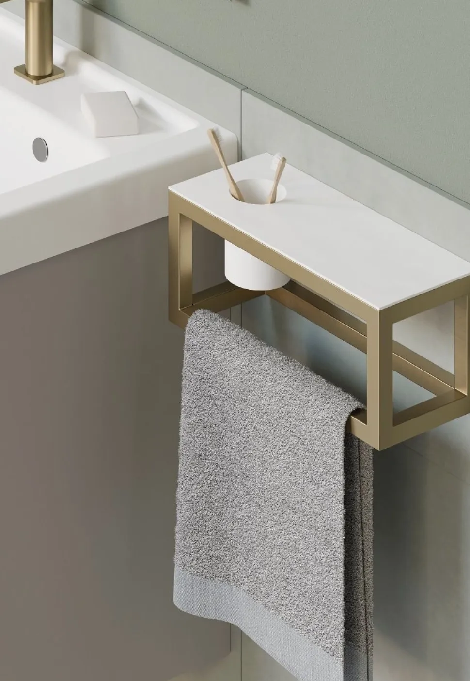 Mensola multifunzione in alluminio scatolato 20x20 mm con ripiano in ocritech disponibile 3 colori