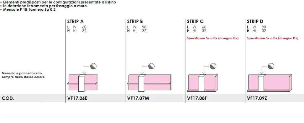 Mensola Sospesa in Metallo e Legno Disponibile in 4 Misure