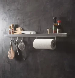 Mensola Sottopensile con 3 ganci e porta rotolo linea Rude