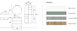 Mobile Bagno a terra 3 cassetti con presa maniglia a 45° e lavabo in appoggio Allegra disponibile in 4 colori