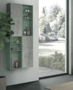 Mobile Bagno a terra 3 cassetti con presa maniglia a 45° e lavabo in appoggio Allegra disponibile in 4 colori