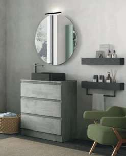 Mobile Bagno a terra 3 cassetti con presa maniglia a 45° e lavabo in appoggio Allegra disponibile in 4 colori