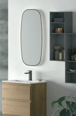 Mobile Bagno a terra 3 cassetti con presa maniglia a 45° e lavabo integrato Allegra disponibile in 4 colori