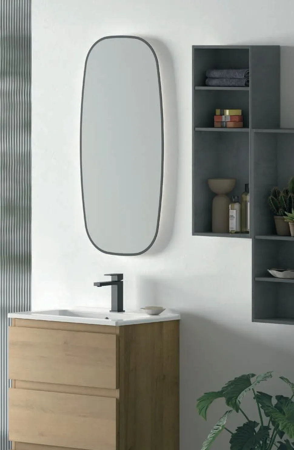 Mobile Bagno a terra 3 cassetti con presa maniglia a 45° e lavabo integrato Allegra disponibile in 4 colori