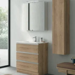 Mobile Bagno a terra 3 cassetti con maniglia a gola Levante disponibile in 5 colori