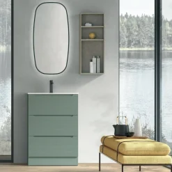 Mobile Bagno a terra 3 cassetti con frontali rigati e presa maniglia integrata Rigo disponibile in 5 colori