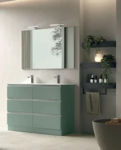 Mobile Bagno a terra con doppio lavabo 6 cassetti con maniglia a gola Pamela disponibile in 5 colori