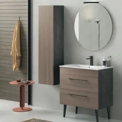 Mobile Bagno 2 cassetti con piedini e maniglie in metallo Smart disponibile in 4 colori