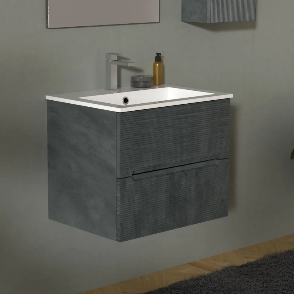 Mobile Bagno 2 cassetti sospeso Rigo disponibile in 3 misure e 5 colori