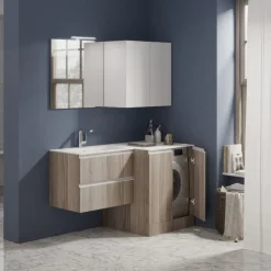 Mobile Bagno 2 cassettoni con maniglia a gola e vano lavatrice 2 ante disponibile in vari colori