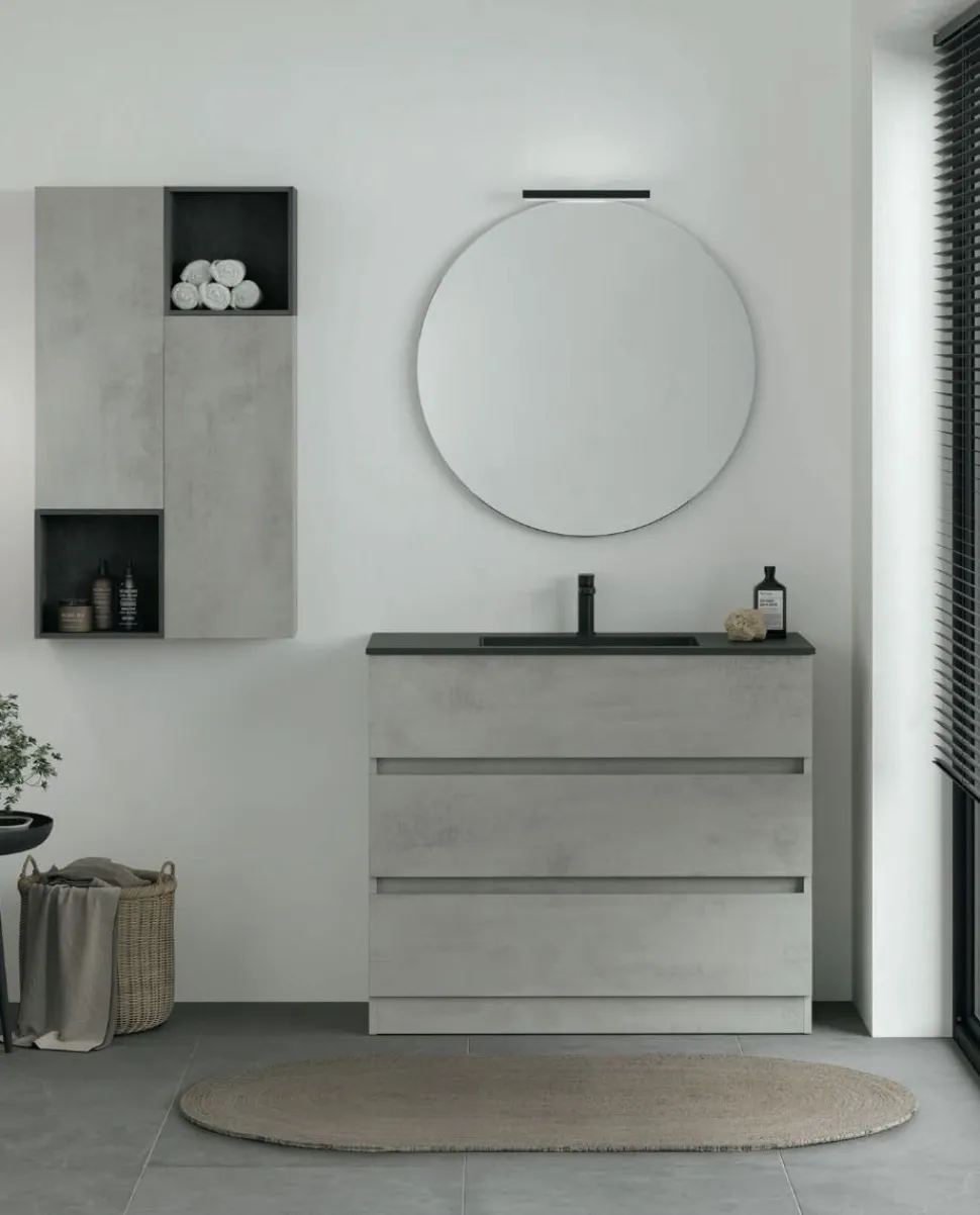 Mobile Bagno da appoggio 3 cassetti con maniglia a incasso Crea disponibile in 4 colori