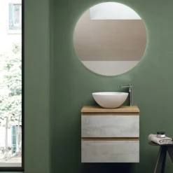 Mobile Bagno sospeso 2 cassetti con presa maniglia a 45° e lavabo in appoggio Allegra disponibile in 4 colori