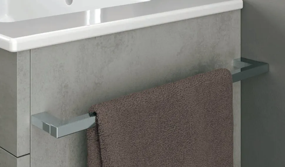 Mobile Bagno sospeso 2 cassetti con maniglie in metallo e lavabo con vasca integrata Smart disponibile in 4 colori