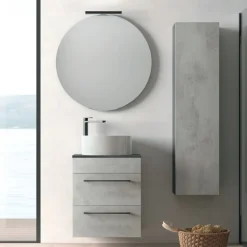 Mobile Bagno sospeso 2 cassetti con maniglie in metallo Smart disponibile in 4 colori