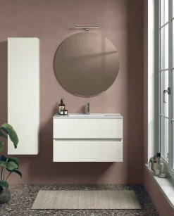 Mobile Bagno sospeso 2 cassetti con maniglia a incasso e vasca integrata Crea disponibile in 4 colori