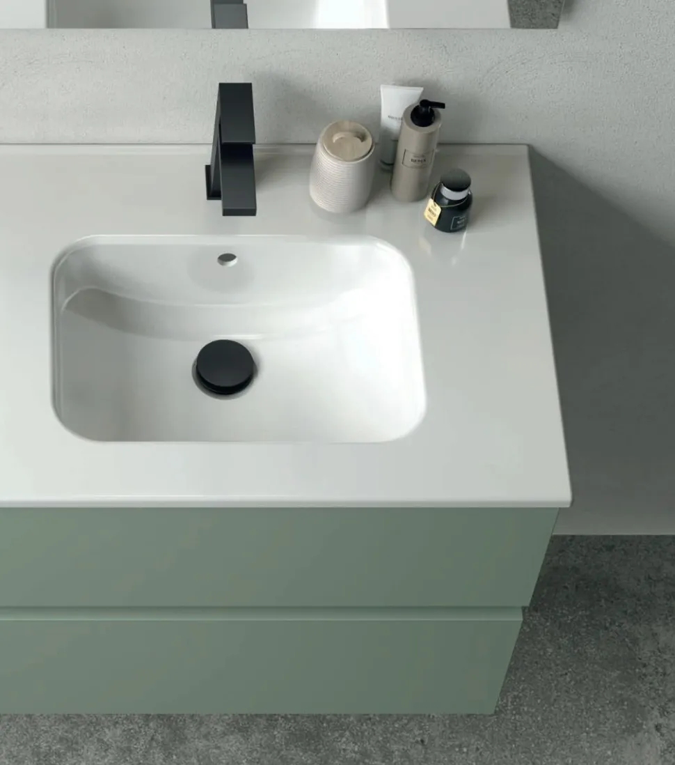 Mobile Bagno sospeso 4 cassetti con maniglia a incasso Crea disponibile in 4 colori