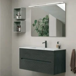 Mobile Bagno sospeso 2 cassetti con frontali rigati e presa maniglia integrata Rigo disponibile in 5 colori