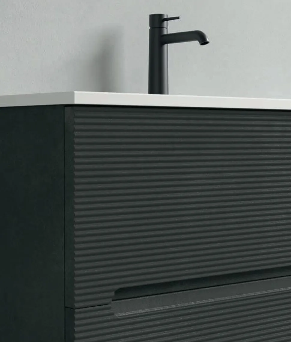 Mobile Bagno sospeso 2 cassetti con frontali rigati e presa maniglia integrata Rigo disponibile in 5 colori