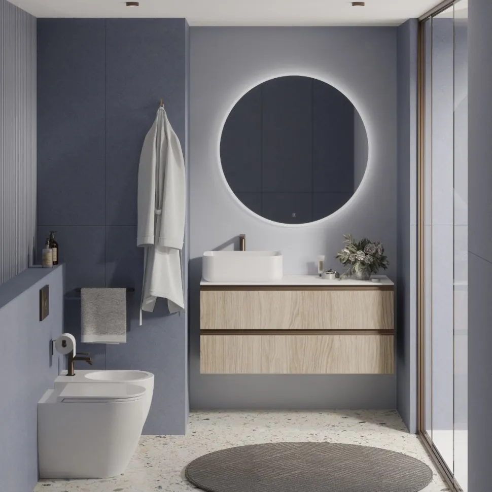 Mobile Bagno sospeso 2 cassetti L 120 con maniglia a gola disponibile in vari colori