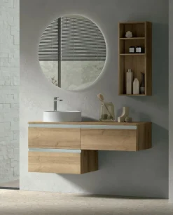 Mobile Bagno sospeso 3 cassetti con maniglia a gola Flora disponibile in 5 colori