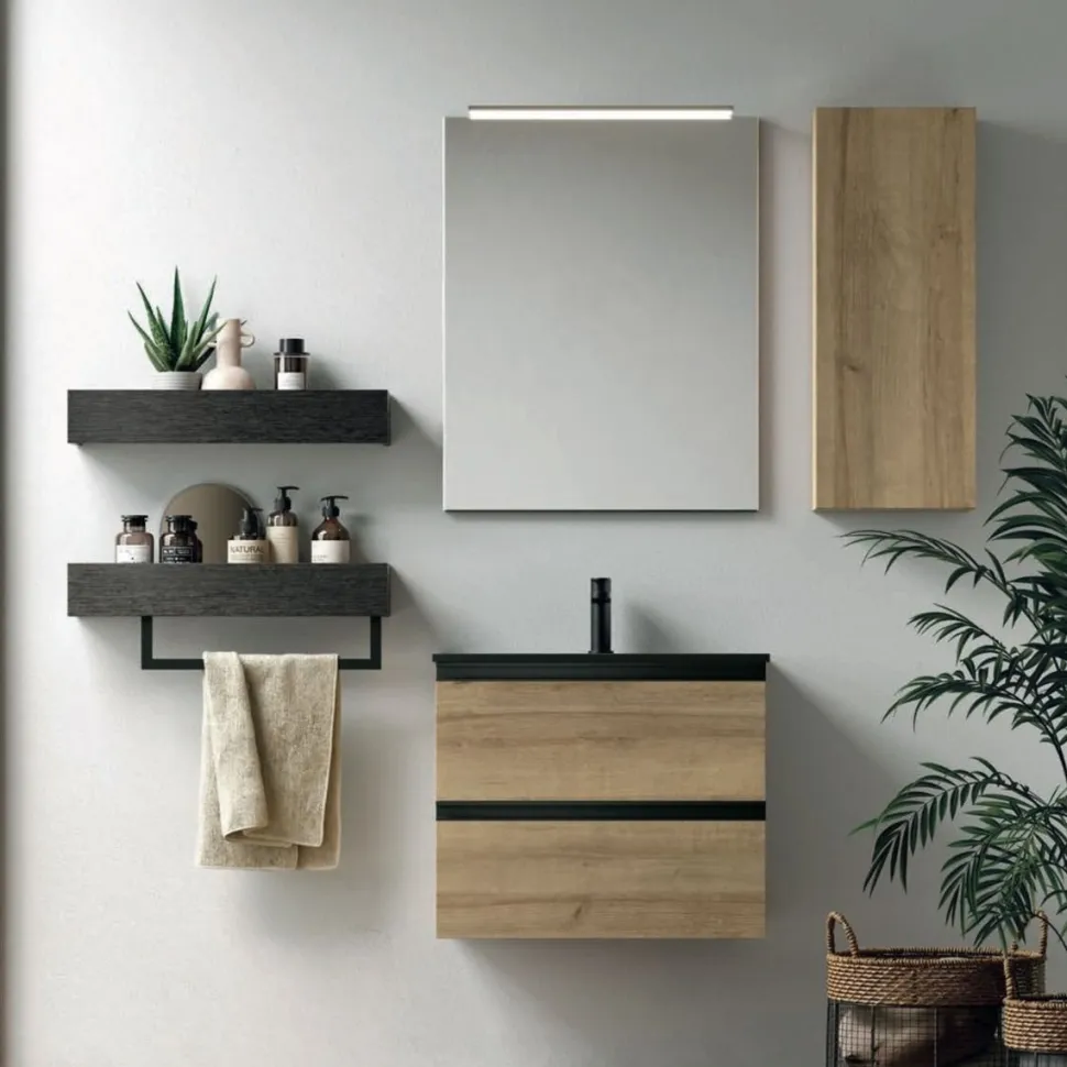 Mobile Bagno sospeso 2 cassetti con maniglia a gola Ramona disponibile in 5 colori