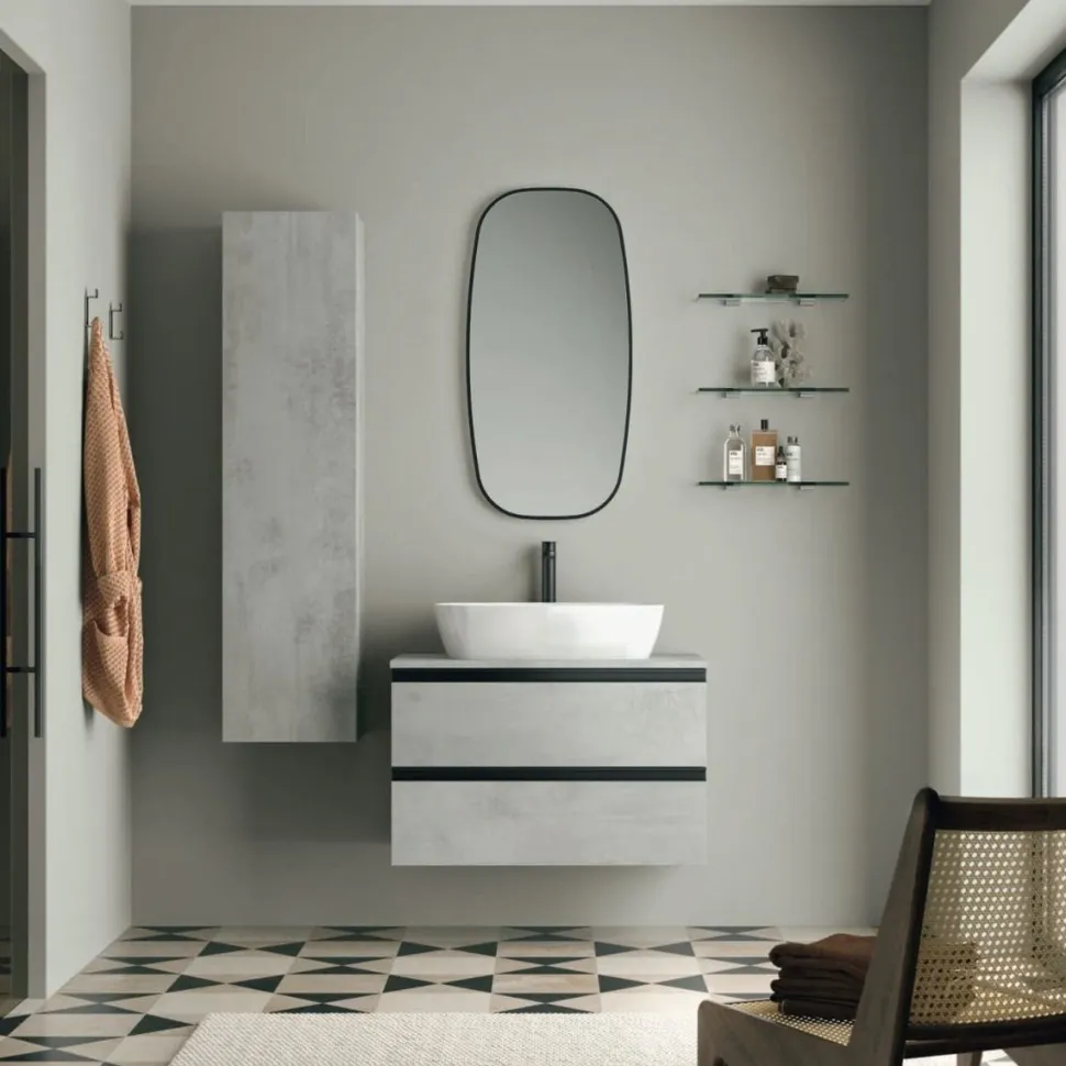 Mobile Bagno sospeso 2 cassetti con maniglia a gola Irene disponibile in 5 colori