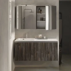 Mobile Bagno sospeso 55 con 4 ante e maniglie a gola disponibile in vari colori