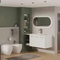 Mobile Bagno sospeso 55 con 3 ante e 2 vani a giorno disponibile in vari colori