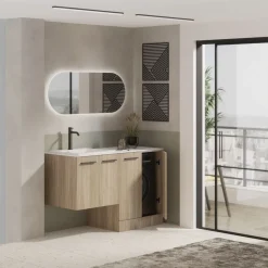 Mobile Bagno sospeso 55 con 4 ante e vano coprilavatrice disponibile in vari colori
