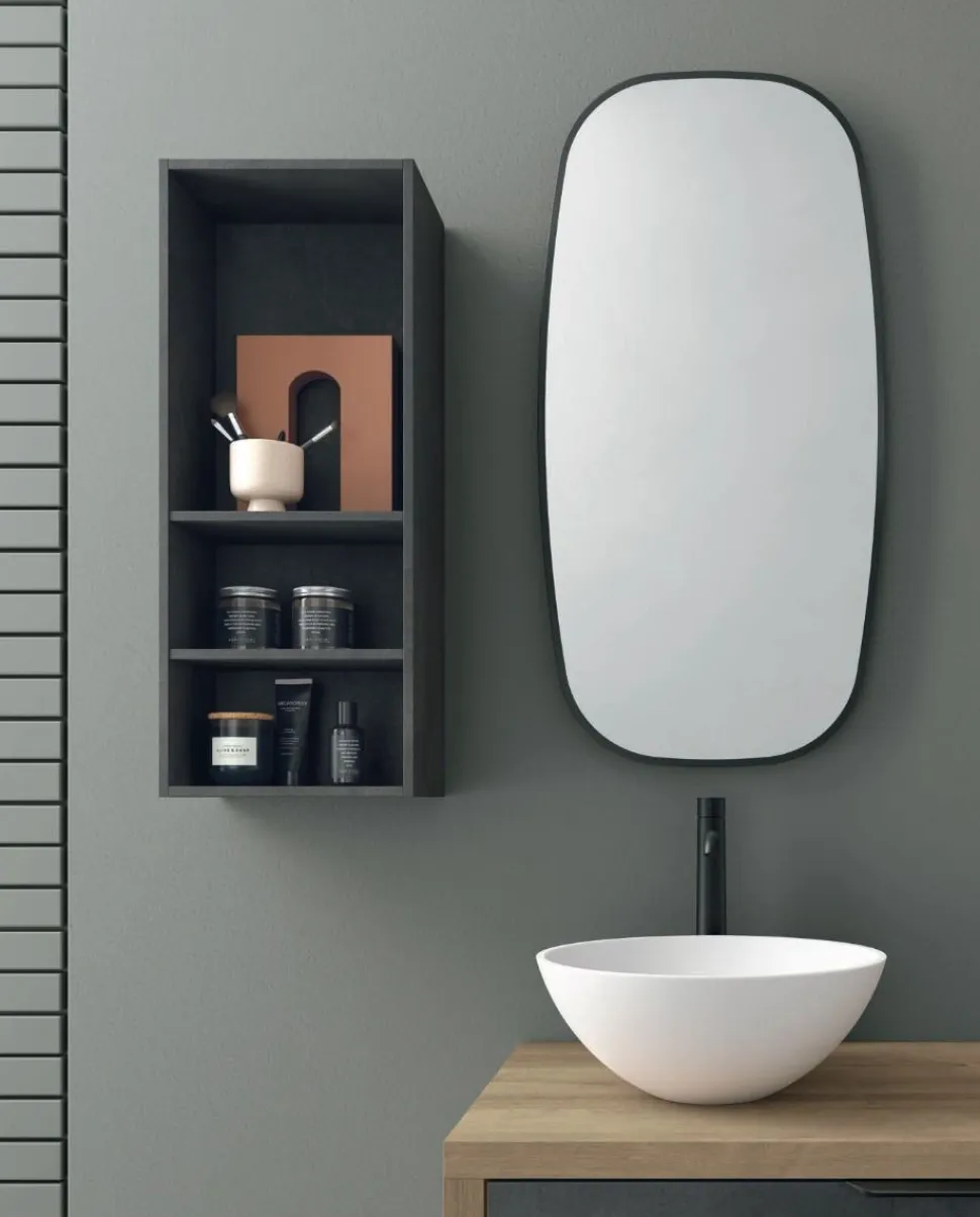 Mobile Bagno sospeso con doppio lavabo e 1 cassetto Domus disponibile in 4 colori