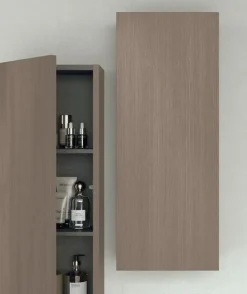 Mobile Bagno sospeso con lavabo in appoggio, 2 cassetti e maniglie in metallo Smart disponibile in 4 colori
