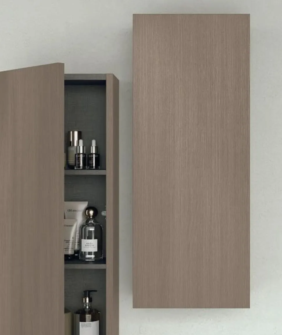 Mobile Bagno sospeso con lavabo in appoggio, 2 cassetti e maniglie in metallo Smart disponibile in 4 colori
