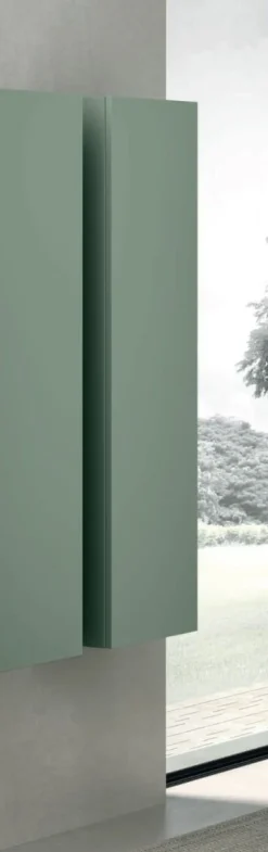 Mobile Bagno sospeso con lavabo in appoggio e 2 cassetti con maniglia a incasso Crea disponibile in 4 colori