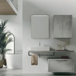 Mobile Bagno sospeso con mensolone 1 cassetto e lavabo in appoggio Domus disponibile in 4 colori