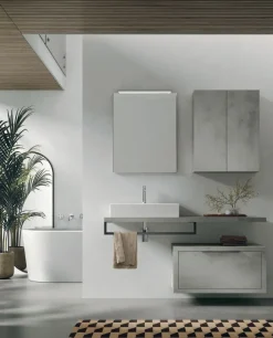 Mobile Bagno sospeso con mensolone 1 cassetto e lavabo in appoggio Domus disponibile in 4 colori
