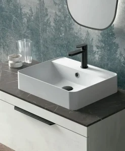 Mobile Bagno sospeso con top da 1,2 cm e lavabo in appoggio opaco Lido disponibile in 4 colori