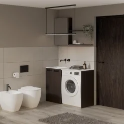 Mobile bagno Totus con base sottolavabo e vano lavatrice a giorno disponibile in 3 misure e vari colori